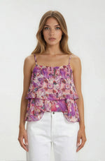 Luna Tiered Ruffle Tank - Violet Yellow