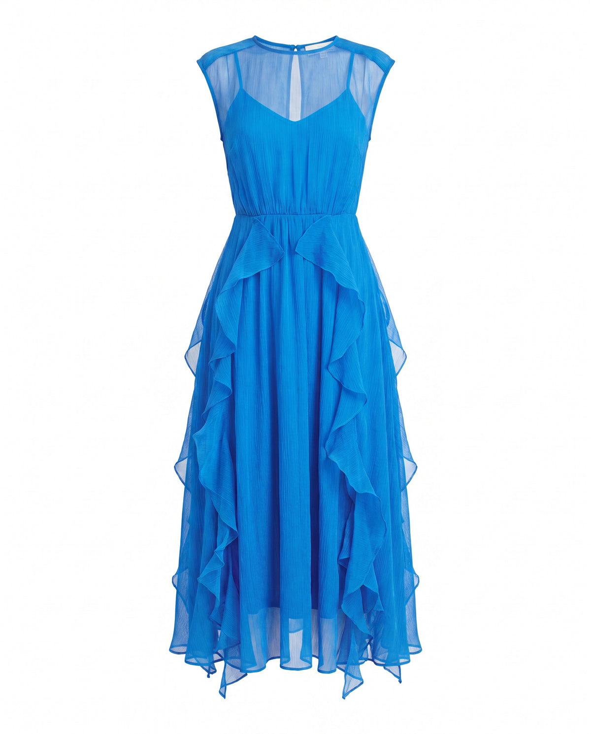 Rosalie Cascading Ruffled Midi Dress - Sea Blue (Final Sale)