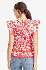 Sena Ruffled Peplum Top - Poppy Red (Final Sale)