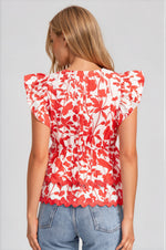 Sena Ruffled Peplum Top - Poppy Red (Final Sale)