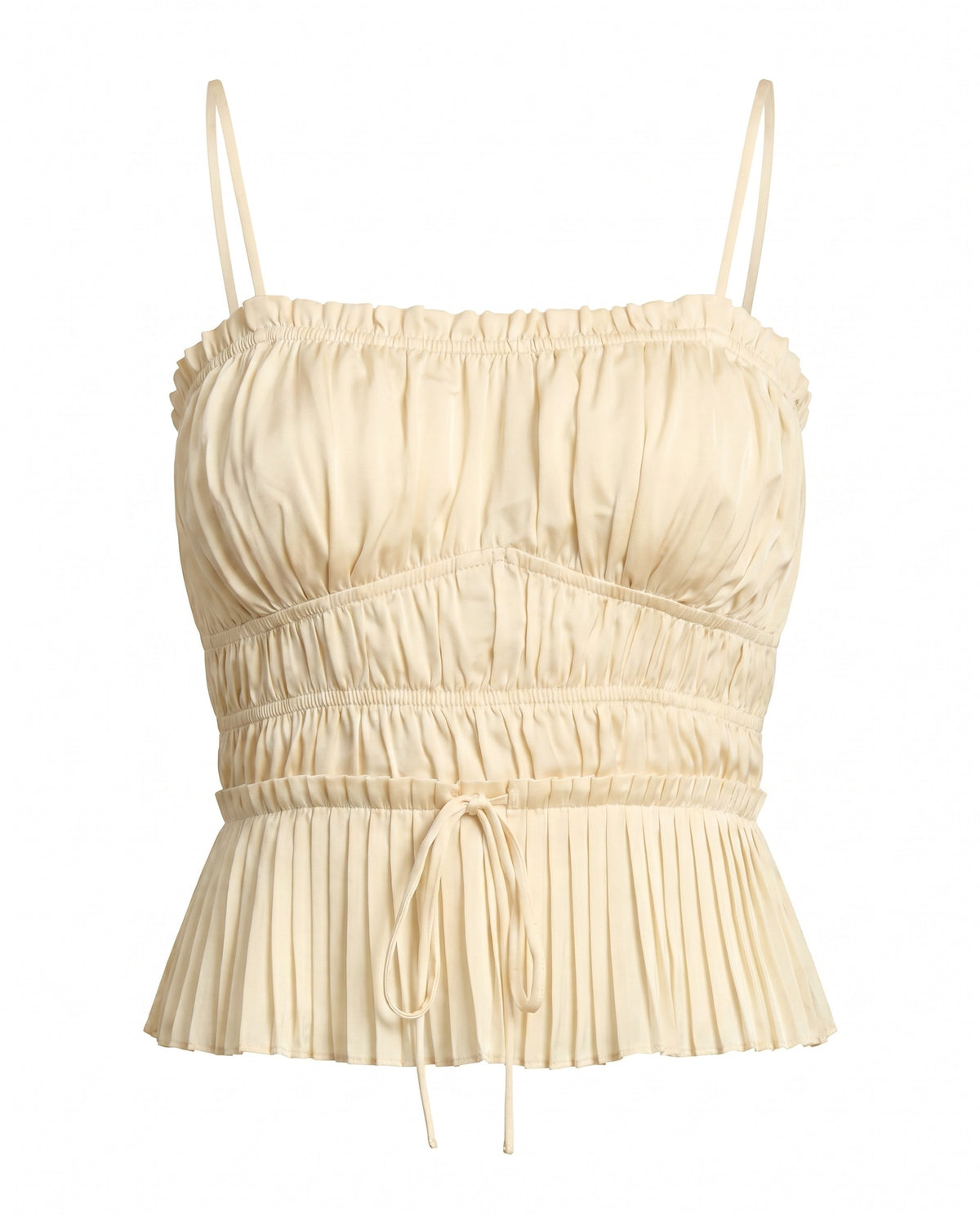 Shawna Pleated Cami Top - Ivory (Final Sale)