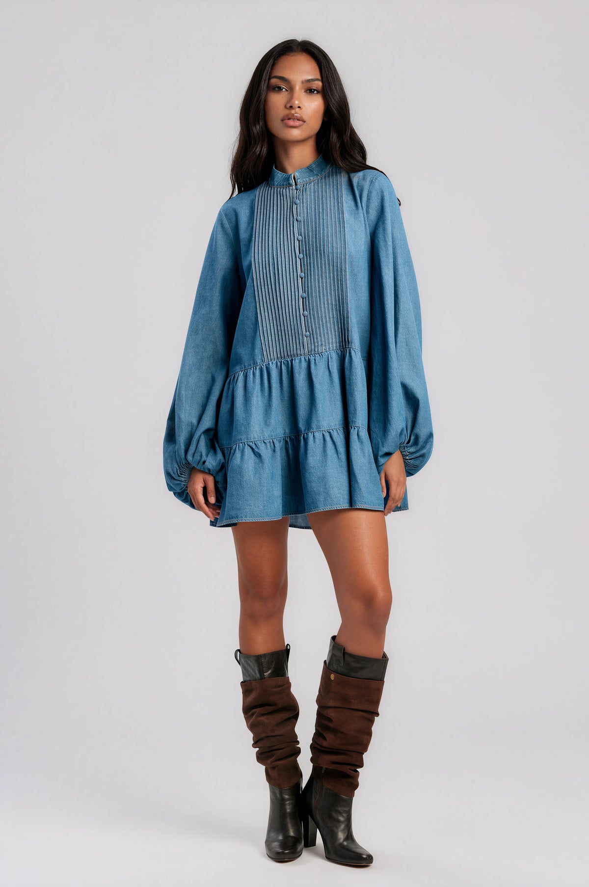 Antonia Chambray Mini Dress - Vintage