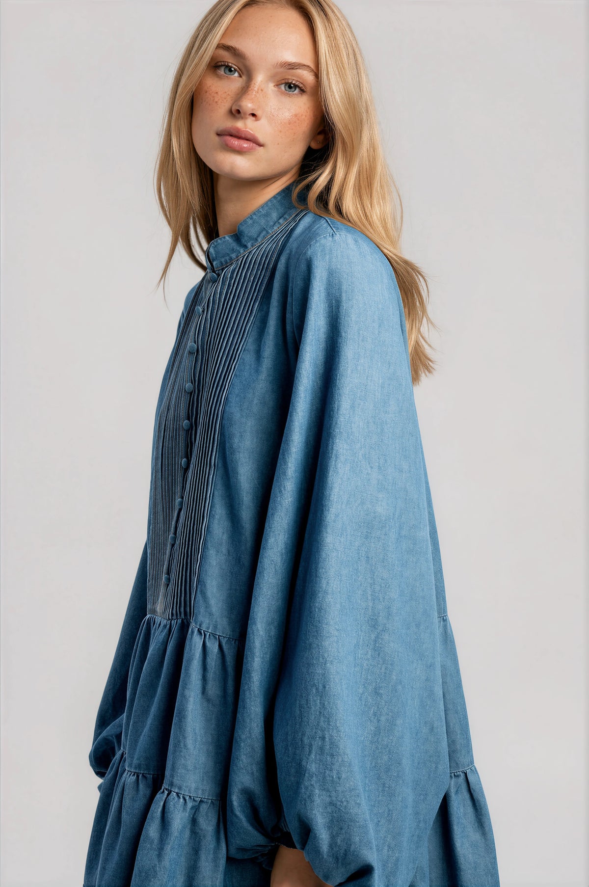 Antonia Chambray Mini Dress - Vintage