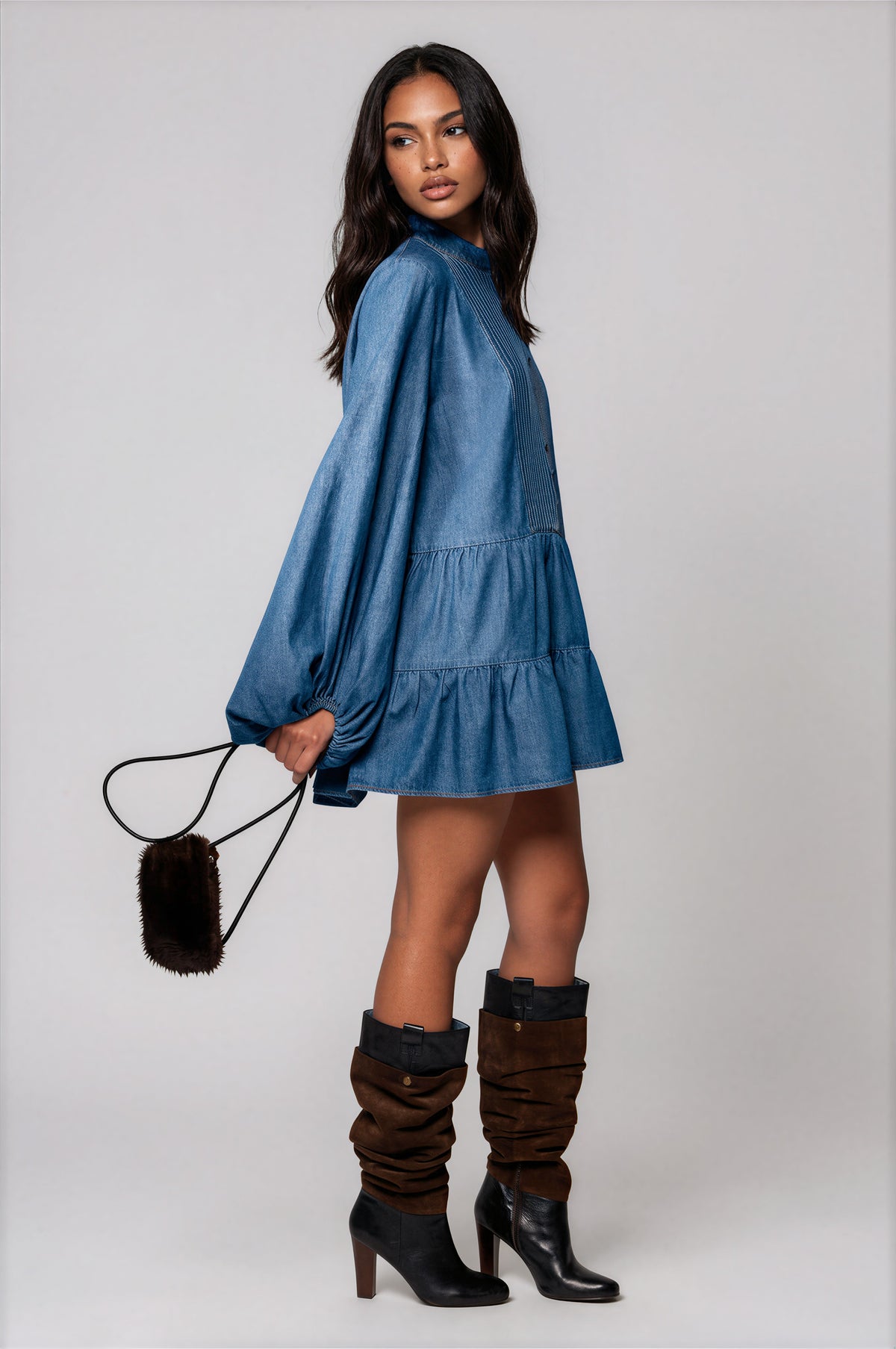 Antonia Chambray Mini Dress - Vintage