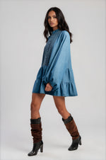 Antonia Chambray Mini Dress - Vintage