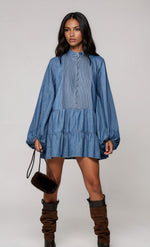 Antonia Chambray Mini Dress - Vintage