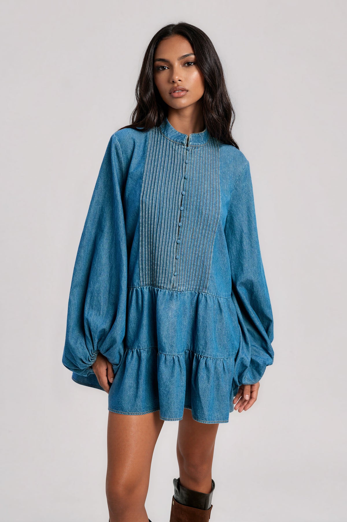 Antonia Chambray Mini Dress - Vintage