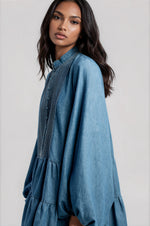 Antonia Chambray Mini Dress - Vintage