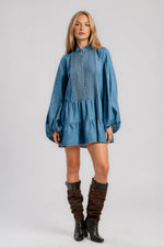 Antonia Chambray Mini Dress - Vintage