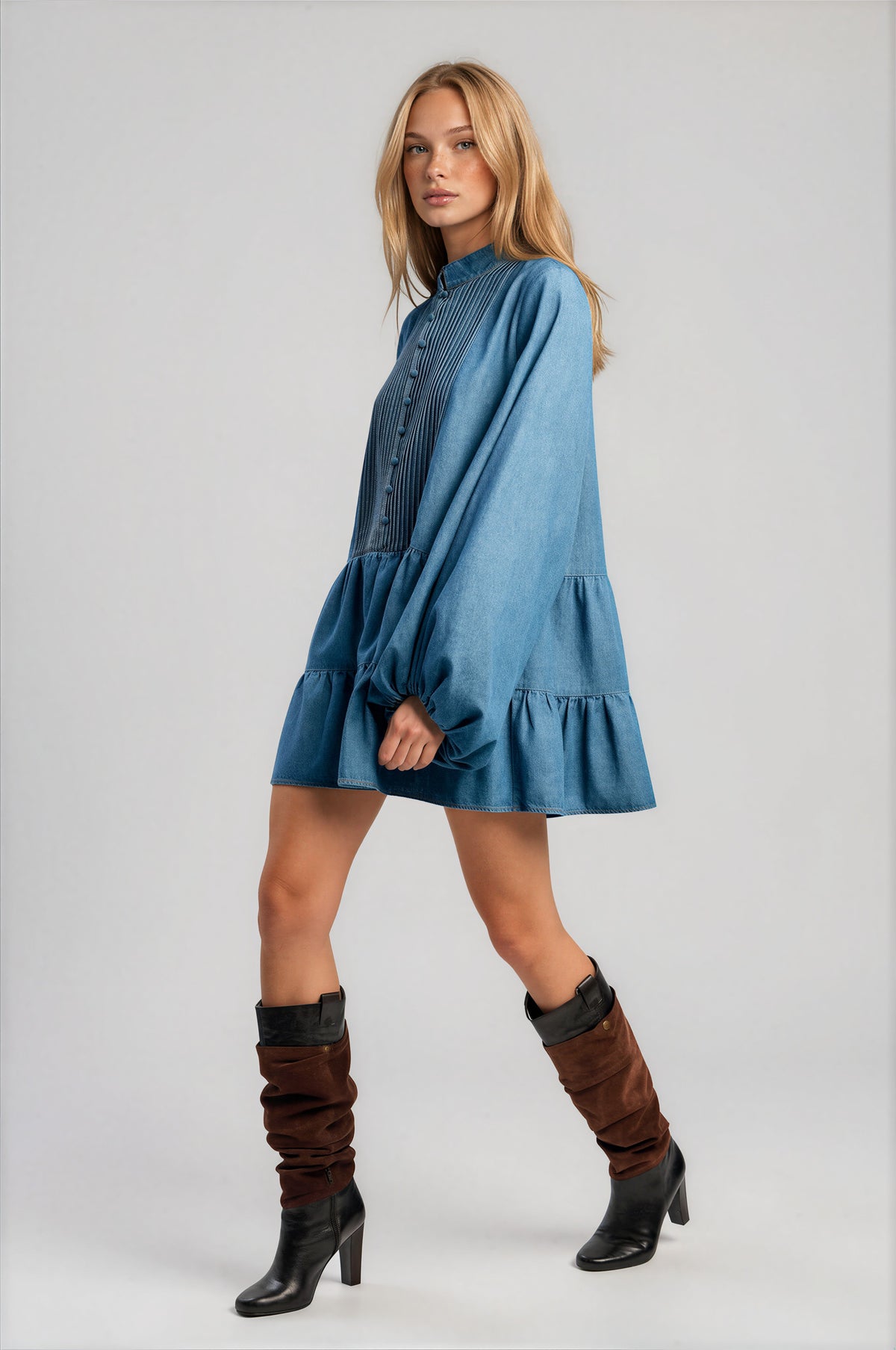 Antonia Chambray Mini Dress - Vintage