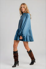 Antonia Chambray Mini Dress - Vintage