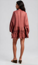Antonia Lace Trim Mini Dress - Chestnut