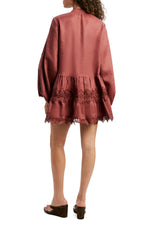 Antonia Lace Trim Mini Dress - Chestnut