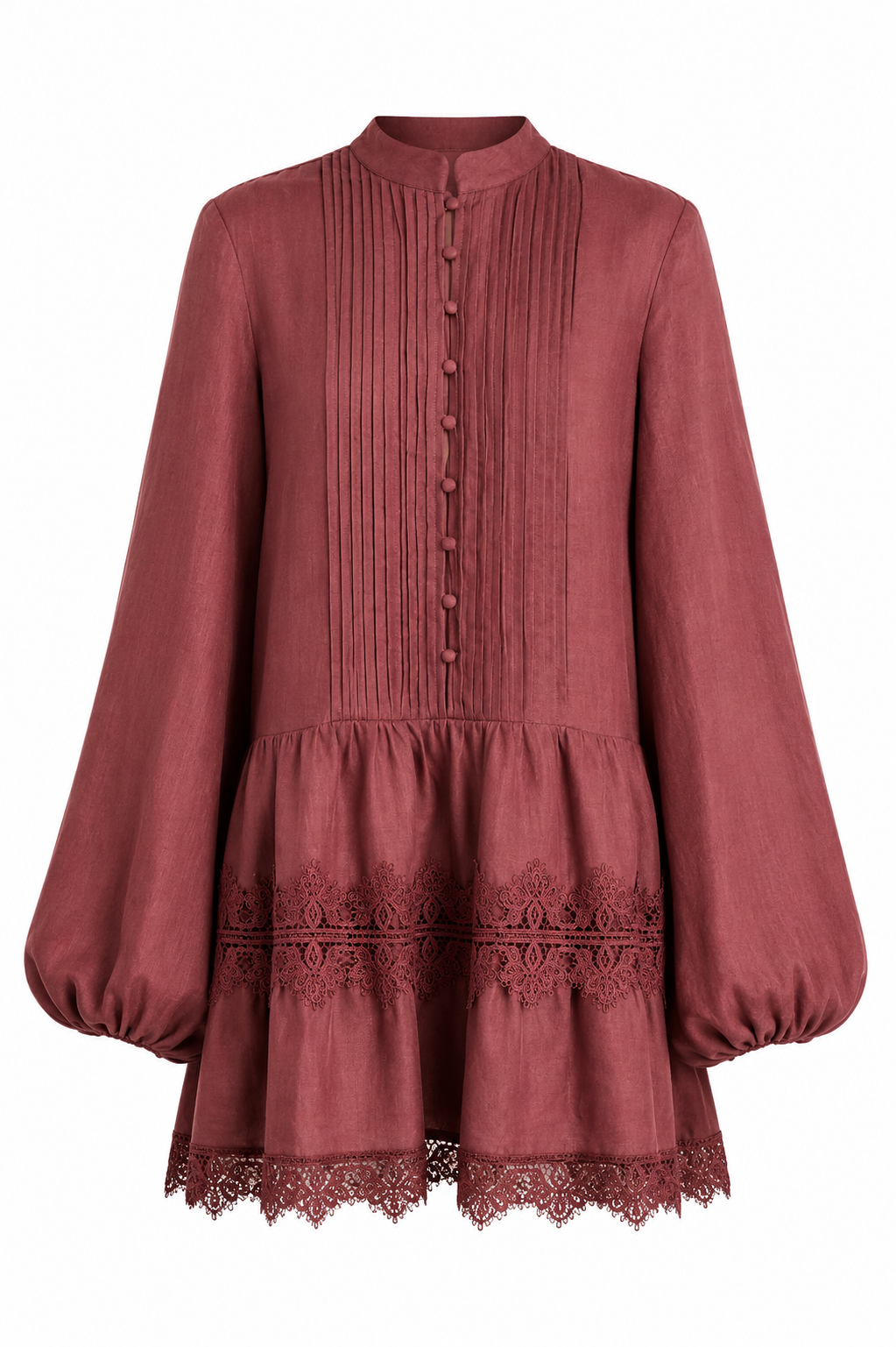 Antonia Lace Trim Mini Dress - Chestnut