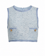 Elina Boucle Cropped Top - Blue Boucle (Final Sale)