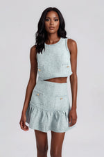 Elina Boucle Mini Skirt - Blue Boucle