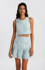 Elina Boucle Cropped Top - Blue Boucle