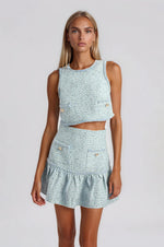 Elina Boucle Mini Skirt - Blue Boucle