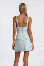 Elina Fringe Boucle Mini Dress – Blue Boucle