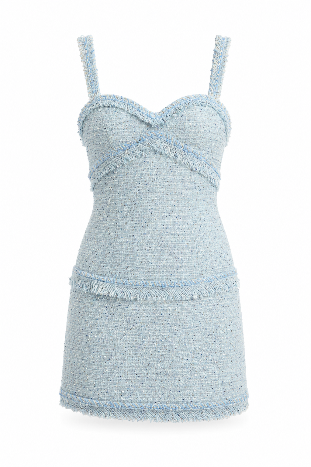 Elina Fringe Boucle Mini Dress – Blue Boucle (Final Sale)