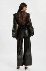 Frill Embroidered Blouse – Black (Final Sale)