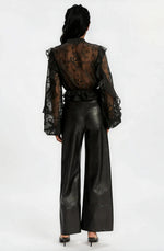 Frill Embroidered Blouse – Black (Final Sale)