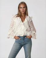 Frill Embroidered Blouse – Orchid White