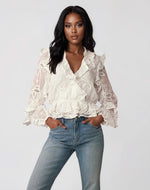 Frill Embroidered Blouse – Orchid White