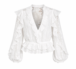 Frill Embroidered Blouse – Orchid White (Final Sale)