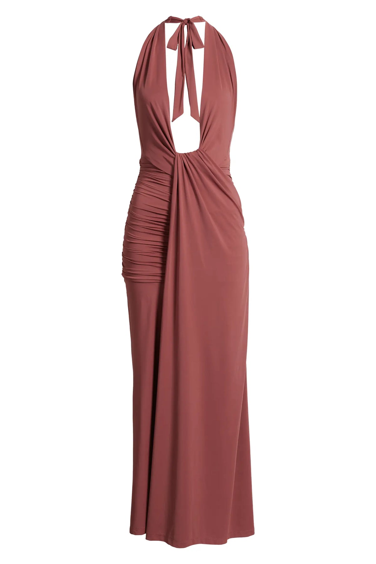 Inez Halter Neck Maxi Dress - Rust