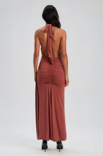Inez Halter Neck Maxi Dress - Rust