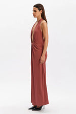 Inez Halter Neck Maxi Dress - Rust