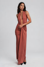 Inez Halter Neck Maxi Dress - Rust