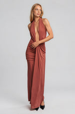 Inez Halter Neck Maxi Dress - Rust