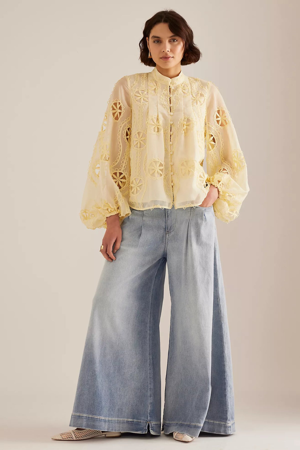 Libbie Lace Blouse – Lemon (Final Sale)