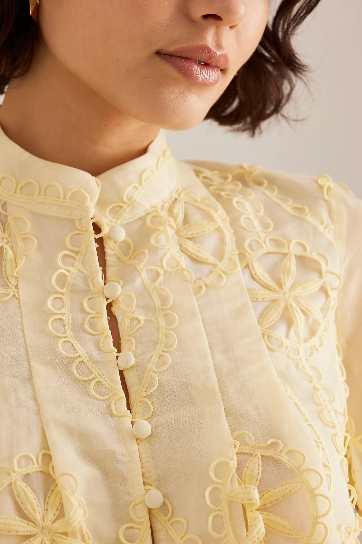 Libbie Lace Blouse – Lemon (Final Sale)