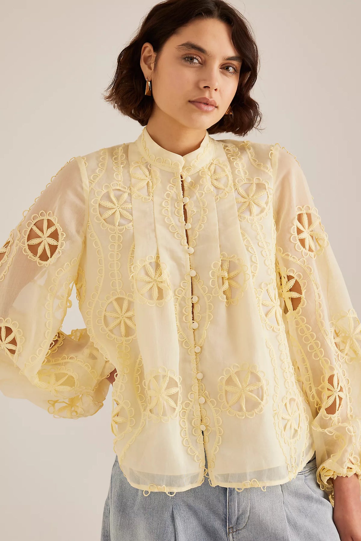 Libbie Lace Blouse – Lemon (Final Sale)
