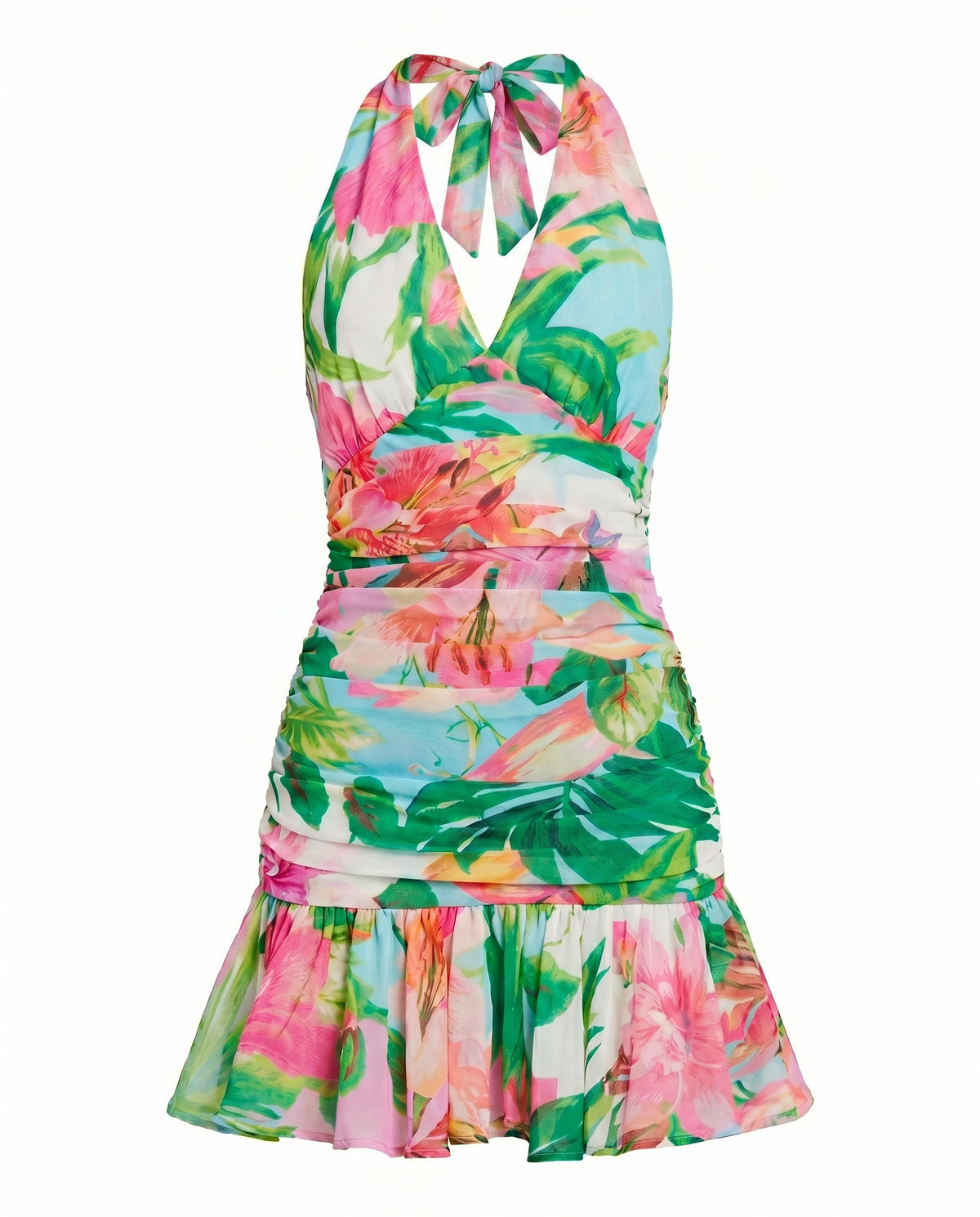Mave Halter Neck Mini Dress – Pink Floral (Final Sale)