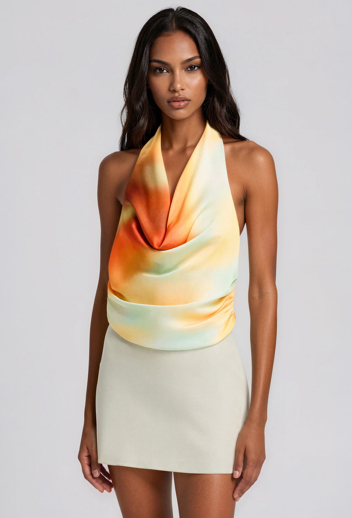 Monet Halter Cowl Neck Top - Sunrise