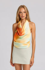 Monet Halter Cowl Neck Top - Sunrise