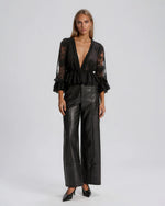 Natoli Embroidered Mesh Blouse – Black (Final Sale)