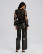 Natoli Embroidered Mesh Blouse – Black (Final Sale)