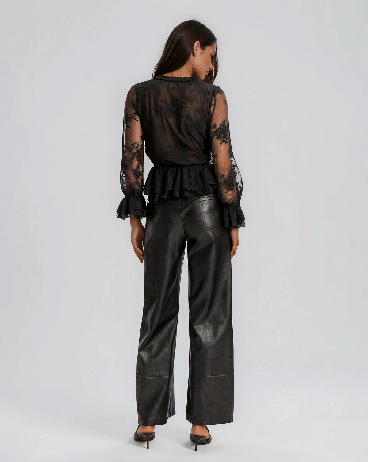 Natoli Embroidered Mesh Blouse – Black (Final Sale)