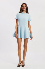 Zephyra Collar Mini Dress – Soft Blue (Final Sale)
