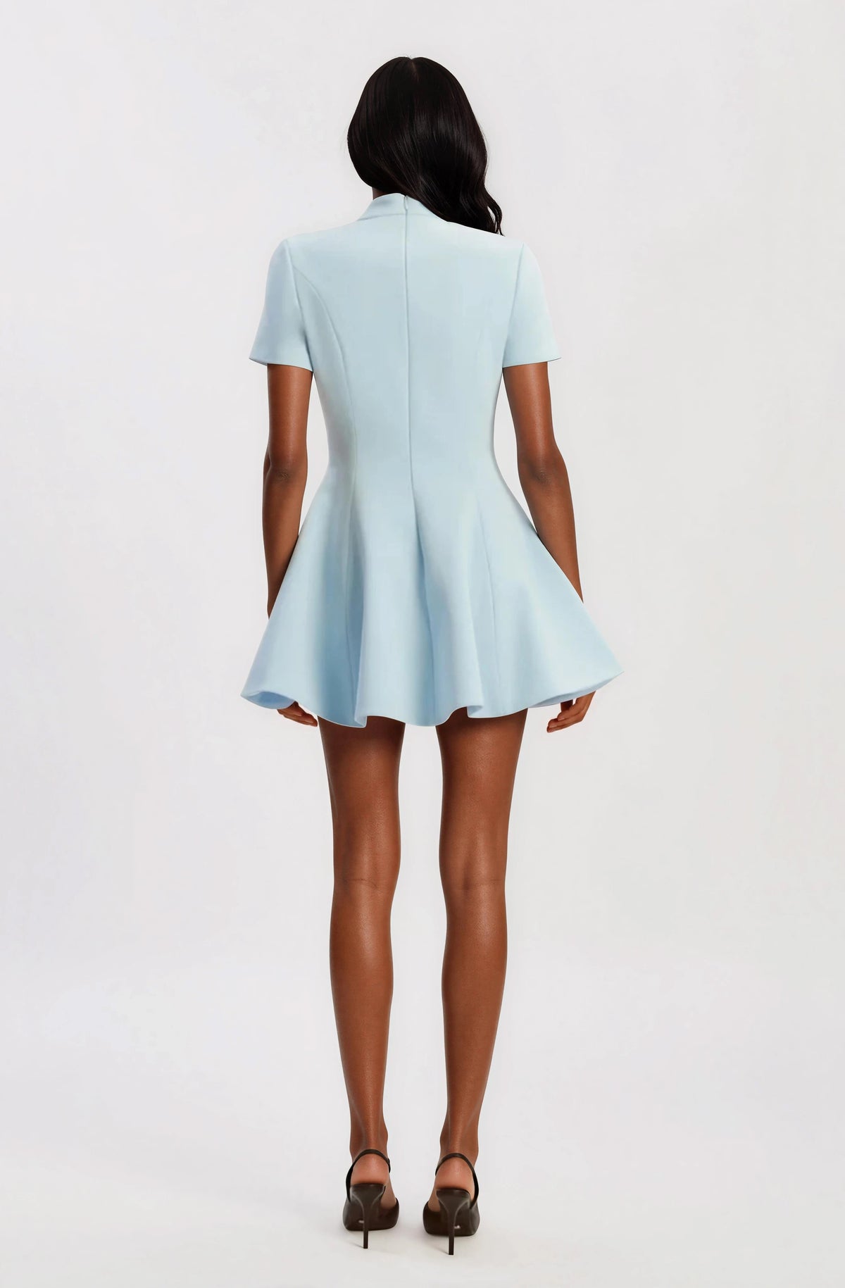 Zephyra Collar Mini Dress – Soft Blue (Final Sale)