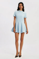 Zephyra Collar Mini Dress – Soft Blue (Final Sale)