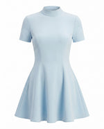 Zephyra Collar Mini Dress – Soft Blue (Final Sale)