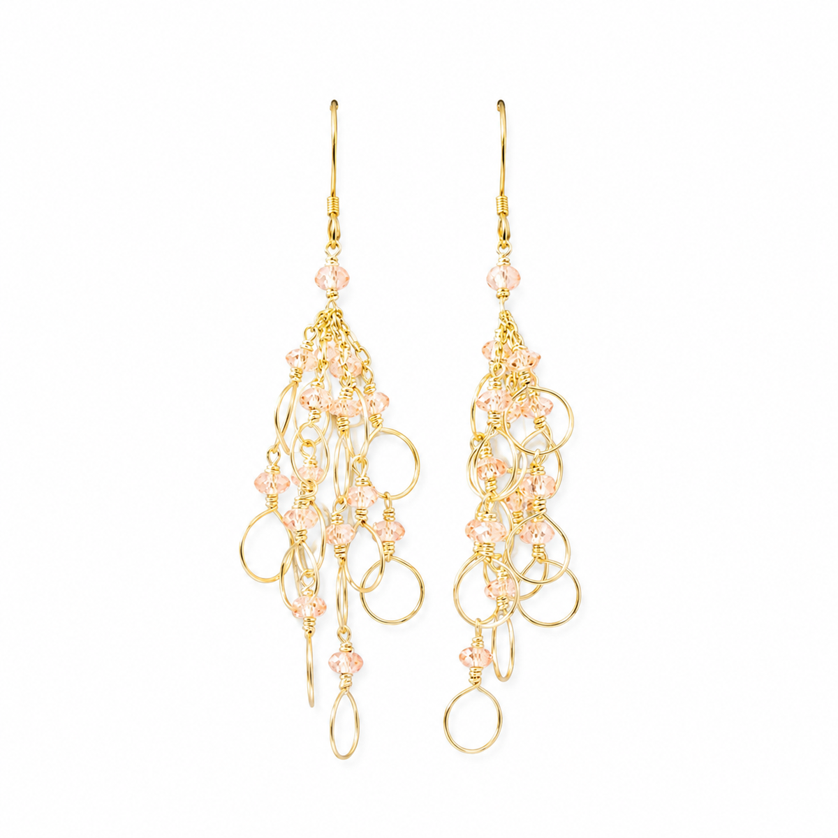 Champagne Quartz Gold Chain Loop Earrings