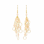Champagne Quartz Gold Chain Loop Earrings