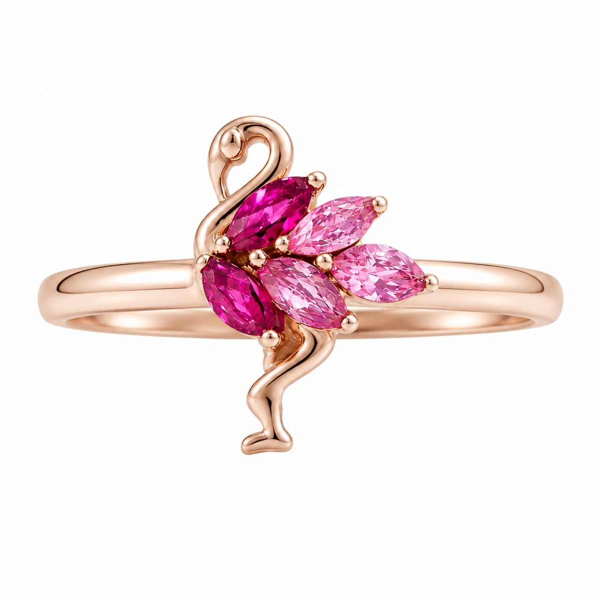 Sterling Silver Pink Flamingo Ring